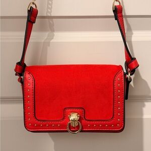 Topshop Red Crossbody Bag with Gold Accents